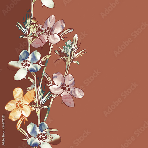 Field flowers seamless garland