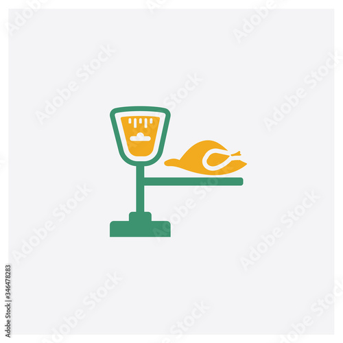 Shop Scale concept 2 colored icon. Isolated orange and green Shop Scale vector symbol design. Can be used for web and mobile UI/UX