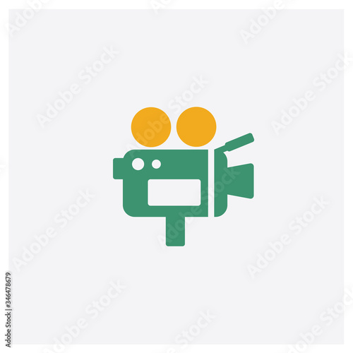 Video camera concept 2 colored icon. Isolated orange and green Video camera vector symbol design. Can be used for web and mobile UI/UX