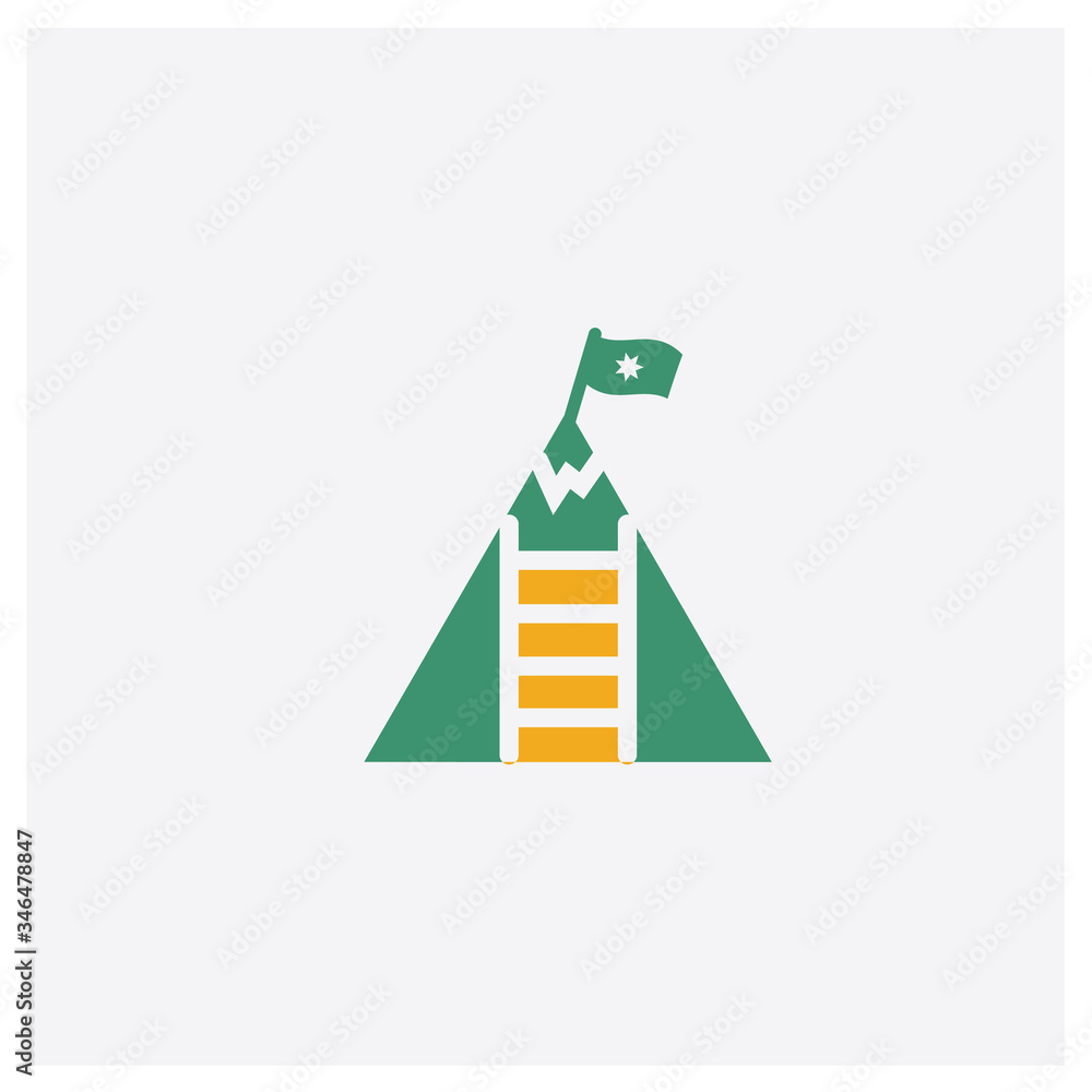 Success concept 2 colored icon. Isolated orange and green Success vector symbol design. Can be used for web and mobile UI/UX