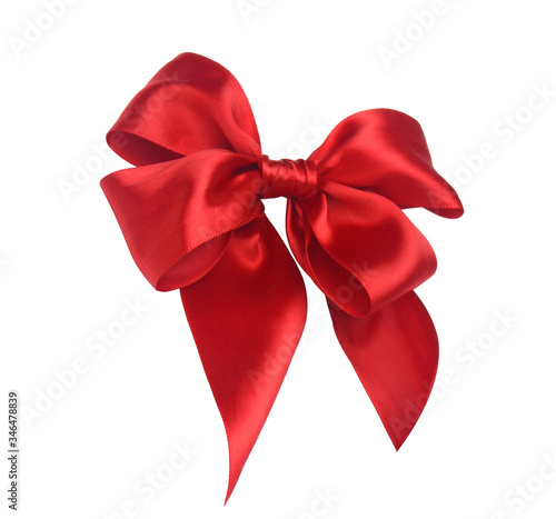 Red ribbon bow isolated on white background including clipping path