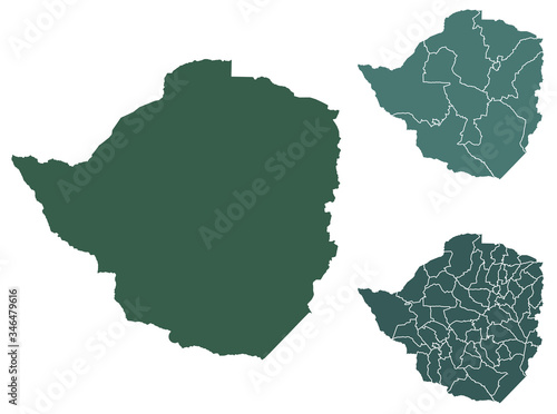 Zimbabwe map outline administrative regions vector template for infographic design. Administrative borders.
