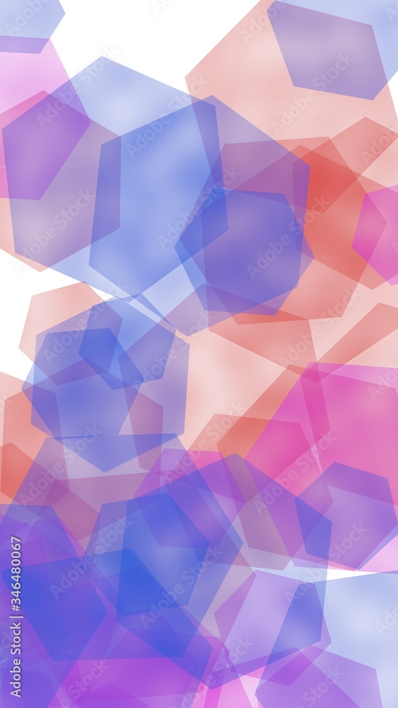 Multicolored translucent hexagons on white background. Vertical image orientation. 3D illustration Multicolored translucent hexagons on white background. Vertical image orientation. 3D illustration
