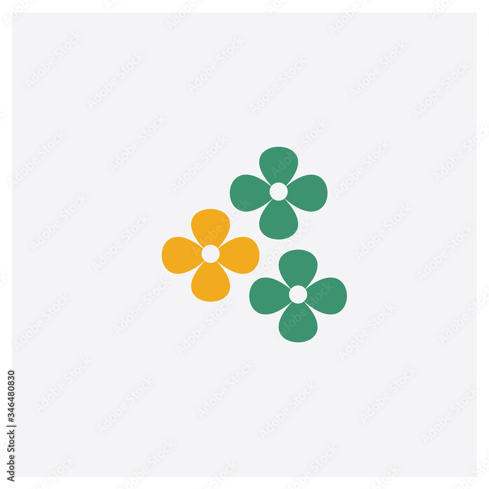 Flower concept 2 colored icon. Isolated orange and green Flower vector symbol design. Can be used for web and mobile UI/UX
