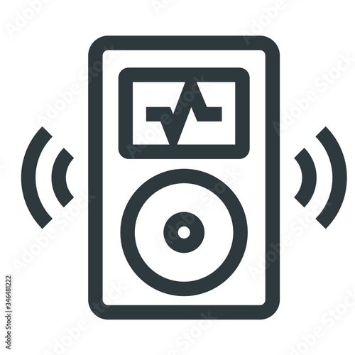 Retro music player black icon on white background
