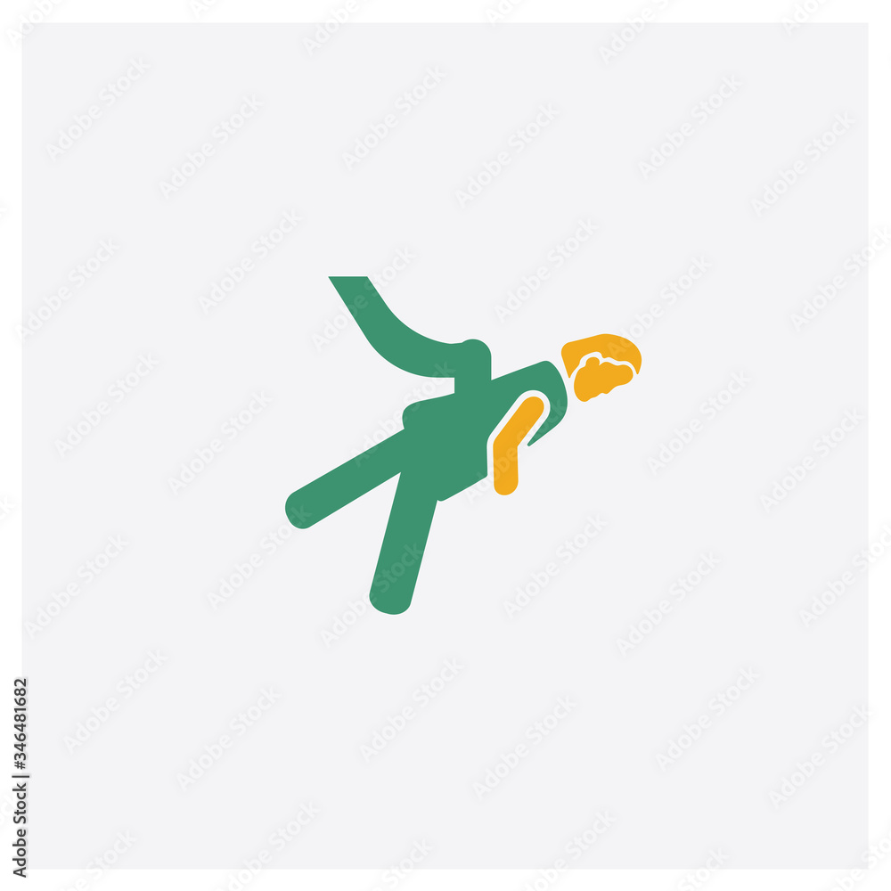 Acrobat Woman concept 2 colored icon. Isolated orange and green Acrobat Woman vector symbol design. Can be used for web and mobile UI/UX