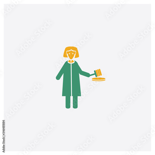 Woman Lawyer concept 2 colored icon. Isolated orange and green Woman Lawyer vector symbol design. Can be used for web and mobile UI/UX