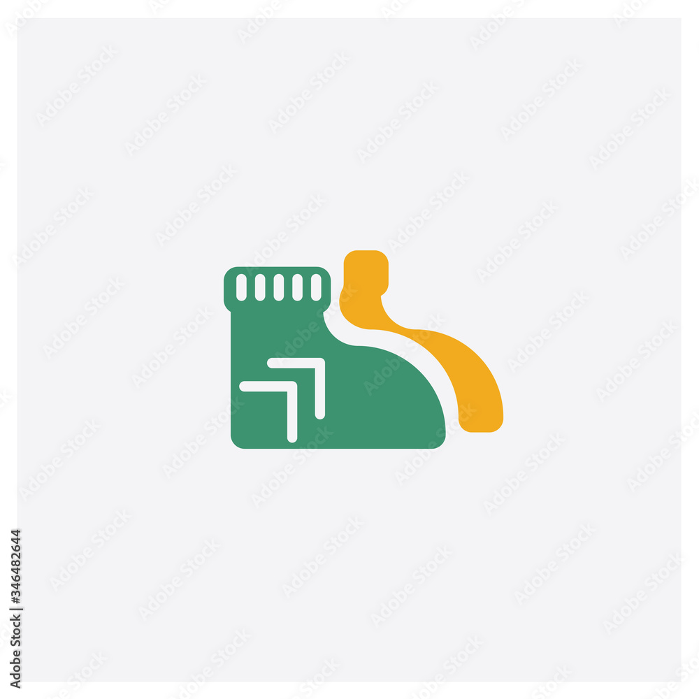Sock concept 2 colored icon. Isolated orange and green Sock vector symbol design. Can be used for web and mobile UI/UX