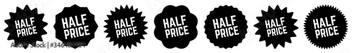Half Price Tag Black | Icon | Sticker | Deal Label | Variations