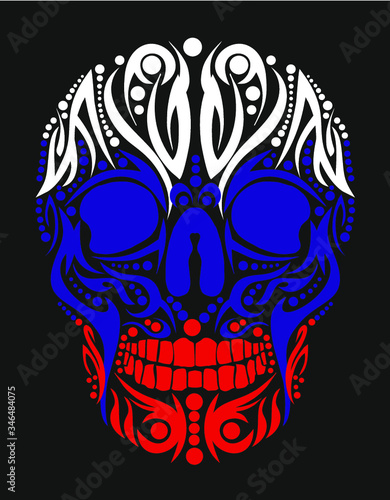Cuba flag skull print and embroidery graphic design vector art