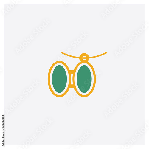 Brooch concept 2 colored icon. Isolated orange and green Brooch vector symbol design. Can be used for web and mobile UI/UX