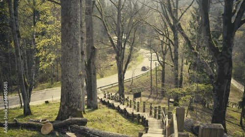 A winding highway in a park on the hills of Sigulda photo