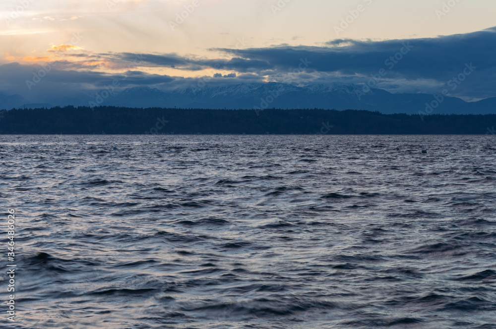 Obraz premium Clouds in oceanfront area, Edmonds, WA