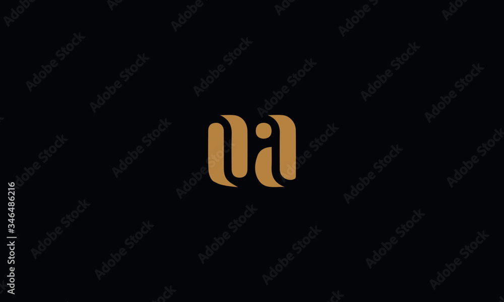 Letter OA with cuts abstract alphabet, font, text, typography, initials design in gold color with black background icon for the logo Letter OA with cuts abstract alphabet, font, text, typography, initials design in gold color with black background icon for the logo