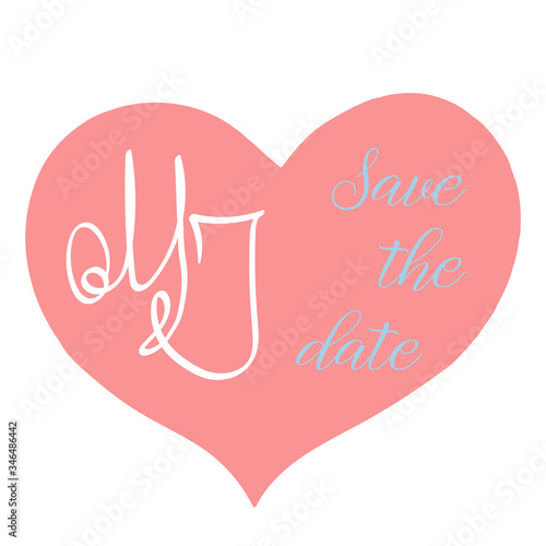Invitation monogram for male and female names starting with the letters J and M in a heart-shaped frame. For example: Jessica and Matthew, Jennifer and Michael, Joshua and Megan, Justin and Madison.