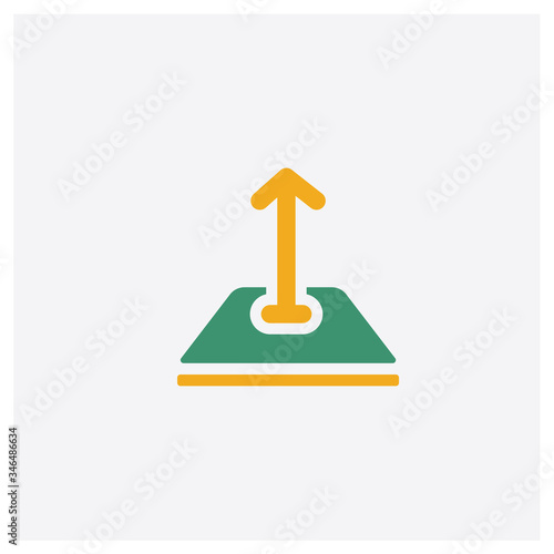 Upload concept 2 colored icon. Isolated orange and green Upload vector symbol design. Can be used for web and mobile UI/UX