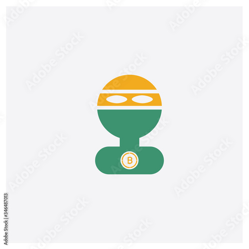 Thief concept 2 colored icon. Isolated orange and green Thief vector symbol design. Can be used for web and mobile UI/UX
