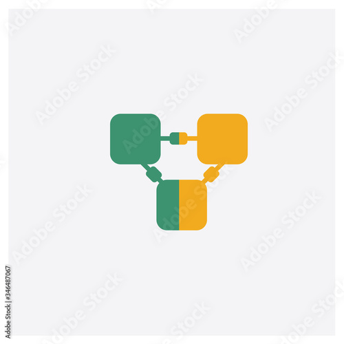 Blockchain concept 2 colored icon. Isolated orange and green Blockchain vector symbol design. Can be used for web and mobile UI/UX
