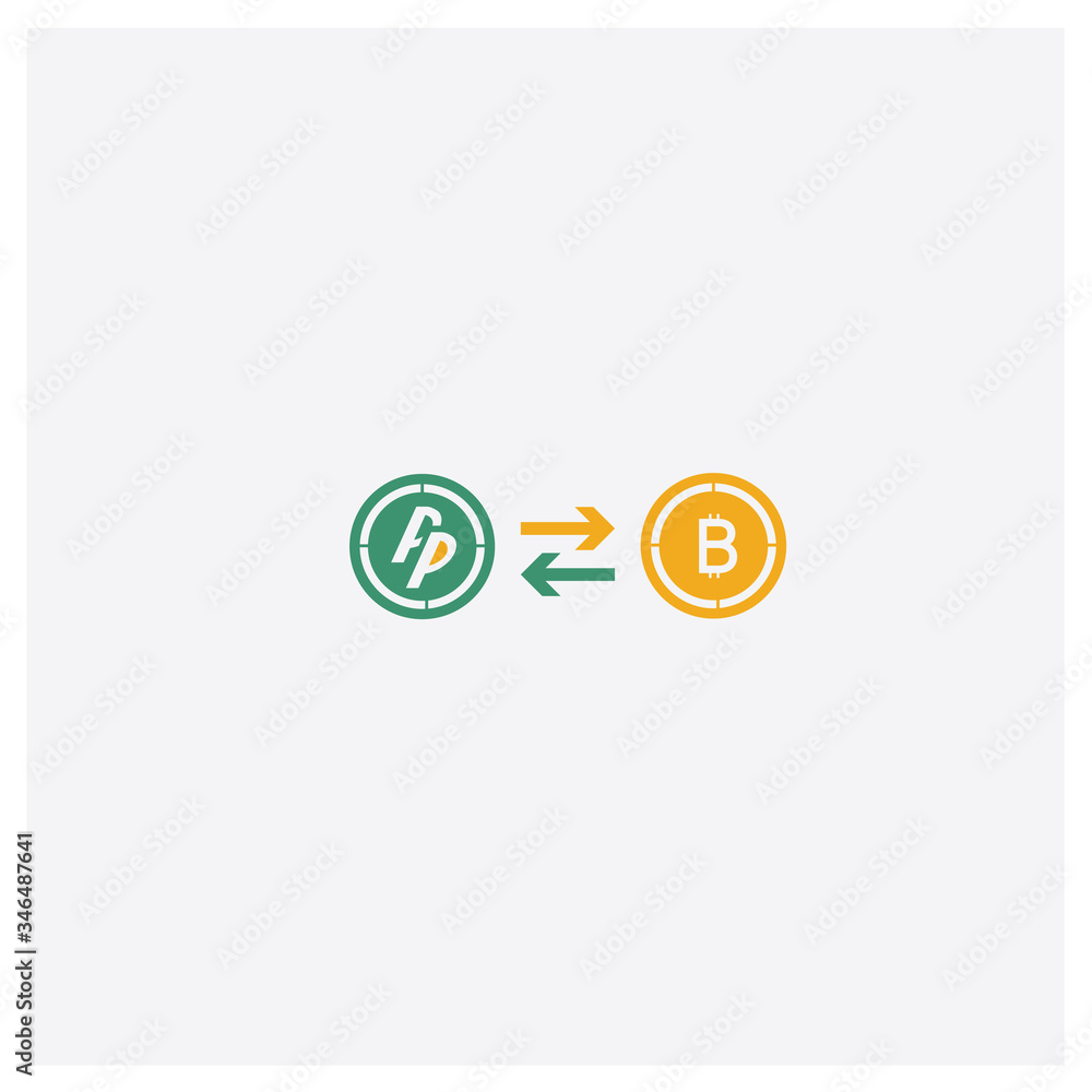Bitcoin concept 2 colored icon. Isolated orange and green Bitcoin vector symbol design. Can be used for web and mobile UI/UX