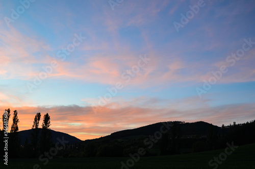 Images of colorful sunset sky in spring.