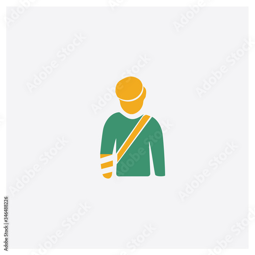 Wounded concept 2 colored icon. Isolated orange and green Wounded vector symbol design. Can be used for web and mobile UI/UX