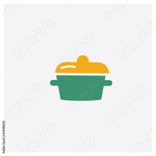 Pot With Cover concept 2 colored icon. Isolated orange and green Pot With Cover vector symbol design. Can be used for web and mobile UI/UX