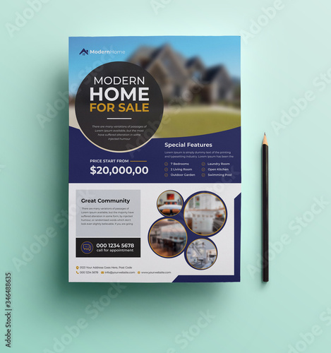 Real Estate Agency Flyer Template Design With Deep Purple Color