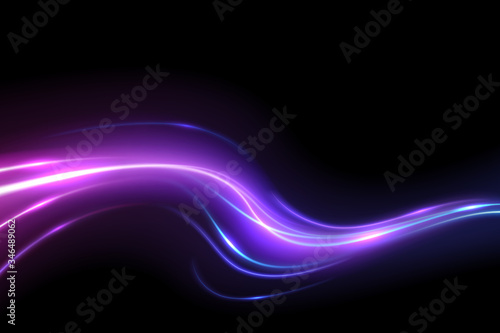 Abstract neon color wave lights background photo