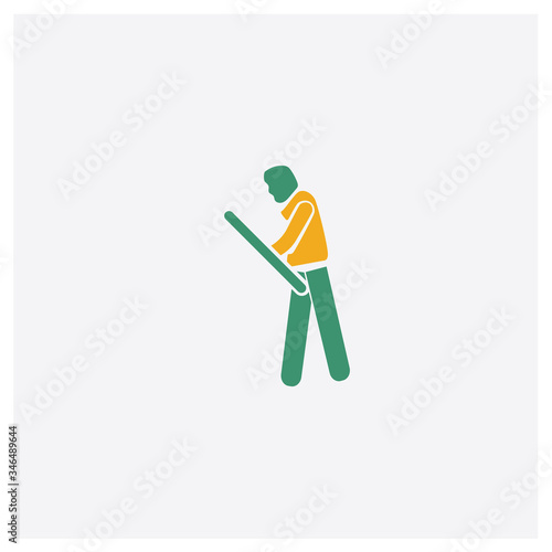 Man Throwing Javelin concept 2 colored icon. Isolated orange and green Man Throwing Javelin vector symbol design. Can be used for web and mobile UI/UX