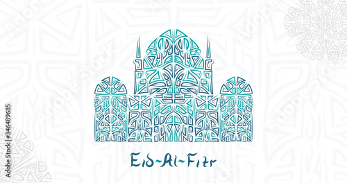 Vector of Eid Mubarak ,Happy Eid For You. Arabic Islamic calligraphy lines Can be used for background and wallpaper, posters and banner, horizontal greeting cart