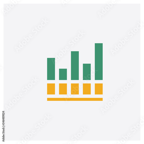 Bar chart concept 2 colored icon. Isolated orange and green Bar chart vector symbol design. Can be used for web and mobile UI UX