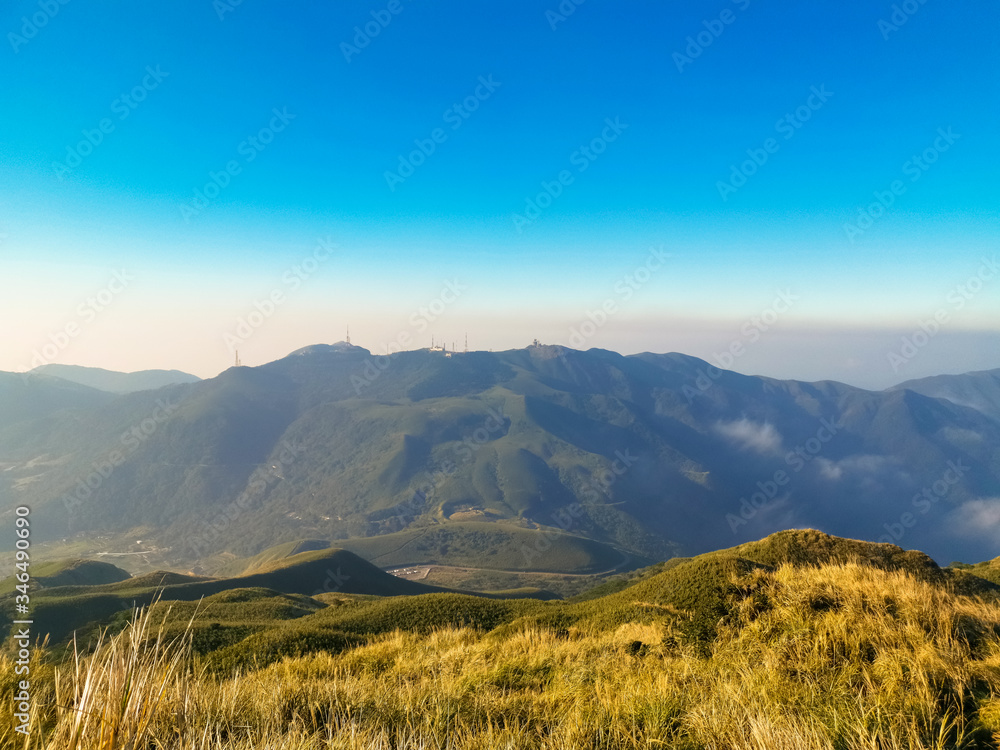 View from peak of Yangmingshannational park, Seven 7 star peak, national park, travel in Taipei Taiwan Asia