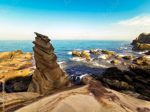 Peculiar rock formation known as Nanya Rock in Bitou Taipei Taiwan
