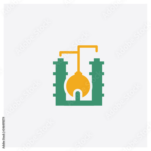 Refinery concept 2 colored icon. Isolated orange and green Refinery vector symbol design. Can be used for web and mobile UI/UX