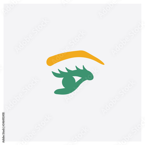 Woman Eye concept 2 colored icon. Isolated orange and green Woman Eye vector symbol design. Can be used for web and mobile UI/UX