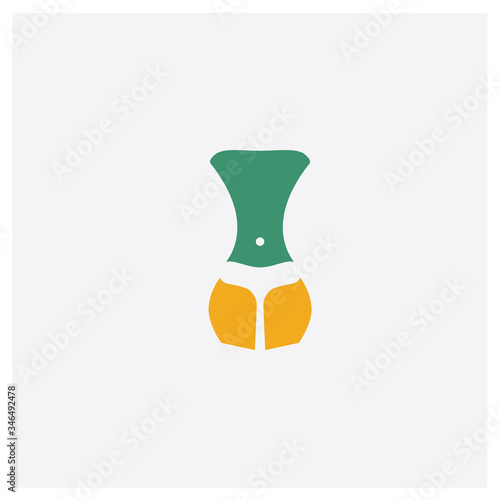 Fototapeta Naklejka Na Ścianę i Meble -  Women Waist concept 2 colored icon. Isolated orange and green Women Waist vector symbol design. Can be used for web and mobile UI/UX