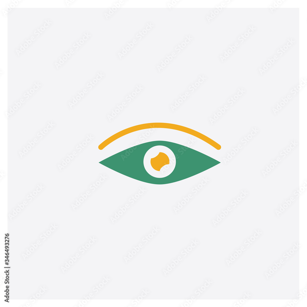 Eye concept 2 colored icon. Isolated orange and green Eye vector symbol design. Can be used for web and mobile UI/UX