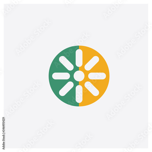 Stereoscope concept 2 colored icon. Isolated orange and green Stereoscope vector symbol design. Can be used for web and mobile UI/UX