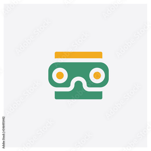 Stereoscope concept 2 colored icon. Isolated orange and green Stereoscope vector symbol design. Can be used for web and mobile UI/UX