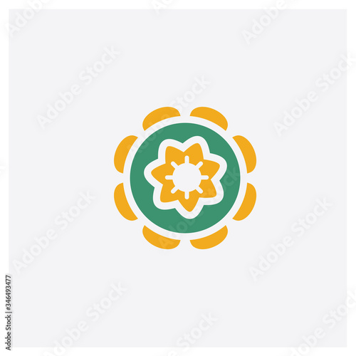 Chakra concept 2 colored icon. Isolated orange and green Chakra vector symbol design. Can be used for web and mobile UI/UX