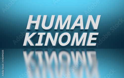 Words Human Kinome written in white bold letters on blue backgound. 3d illustration. photo