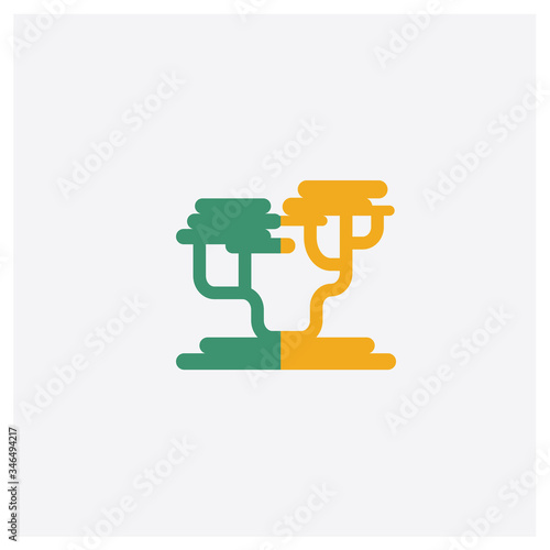 Penjing concept 2 colored icon. Isolated orange and green Penjing vector symbol design. Can be used for web and mobile UI/UX