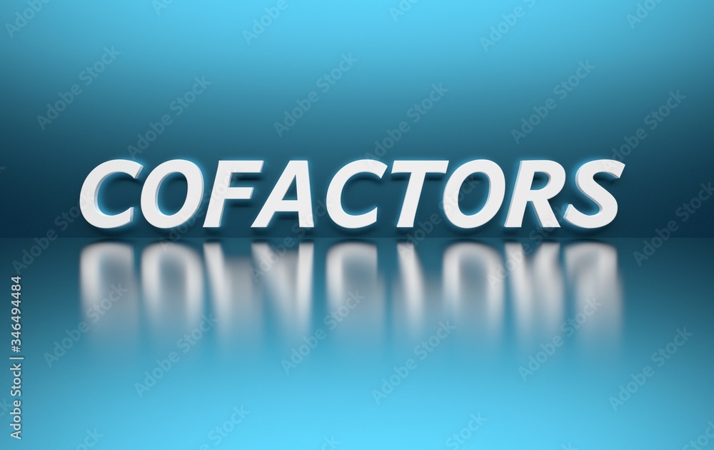 Biochemical term Cofactors written in white bold letters on blue background. 3d illustration. Biochemical term Cofactors written in white bold letters on blue background. 3d illustration.