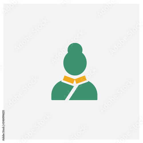 Chinese concept 2 colored icon. Isolated orange and green Chinese vector symbol design. Can be used for web and mobile UI/UX