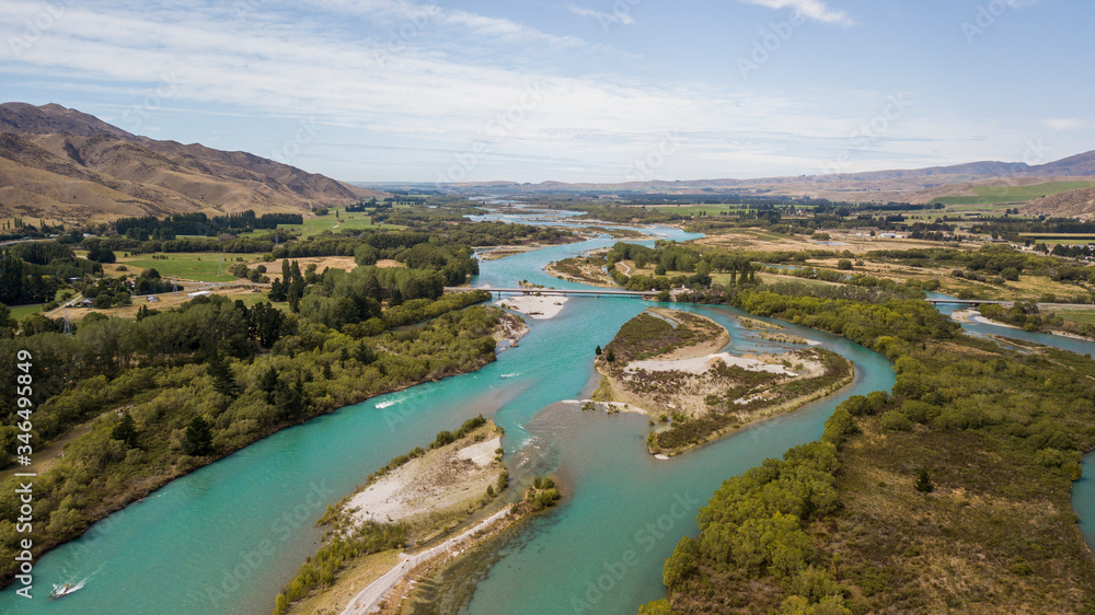Aerial view of delta of Haast river, Haast pass, New Zealand. Drone photo Aerial view of delta of Haast river, Haast pass, New Zealand. Drone photo