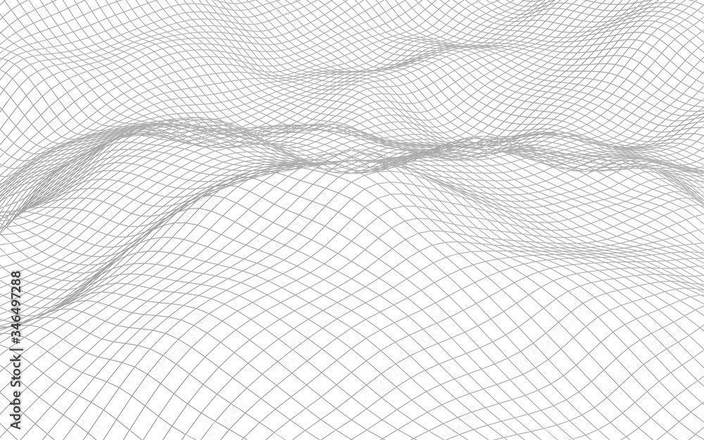 Abstract landscape on a white background. Cyberspace grid. hi tech network. 3d illustration Abstract landscape on a white background. Cyberspace grid. hi tech network. 3d illustration