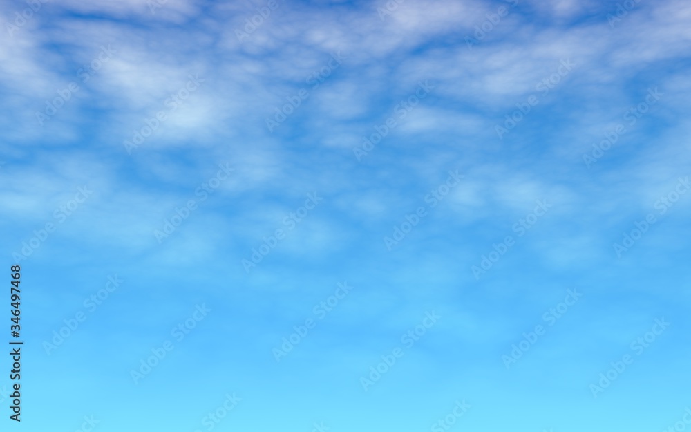 Blue sky background with white clouds. Cumulus white clouds in the clear blue sky in the morning. 3D illustration Blue sky background with white clouds. Cumulus white clouds in the clear blue sky in the morning. 3D illustration