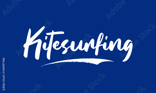 Kitesurfing Calligraphy Black Color Text On Blue Background