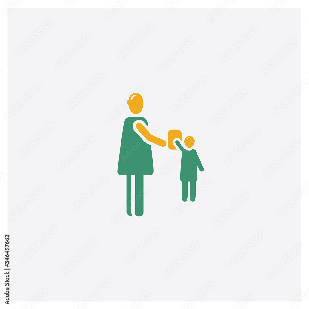 Fototapeta premium Diploma concept 2 colored icon. Isolated orange and green Diploma vector symbol design. Can be used for web and mobile UI/UX