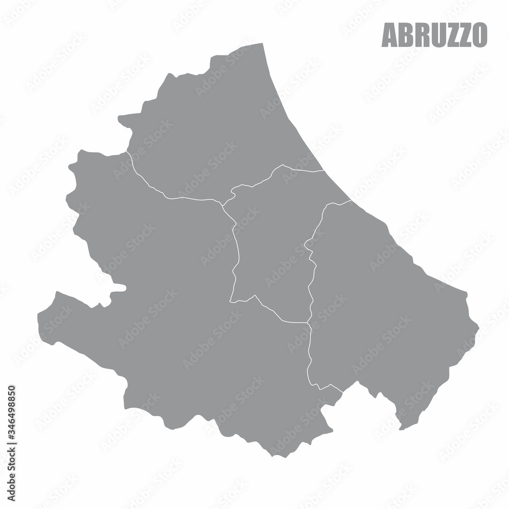 Fototapeta premium Abruzzo region gray map isolated on white background